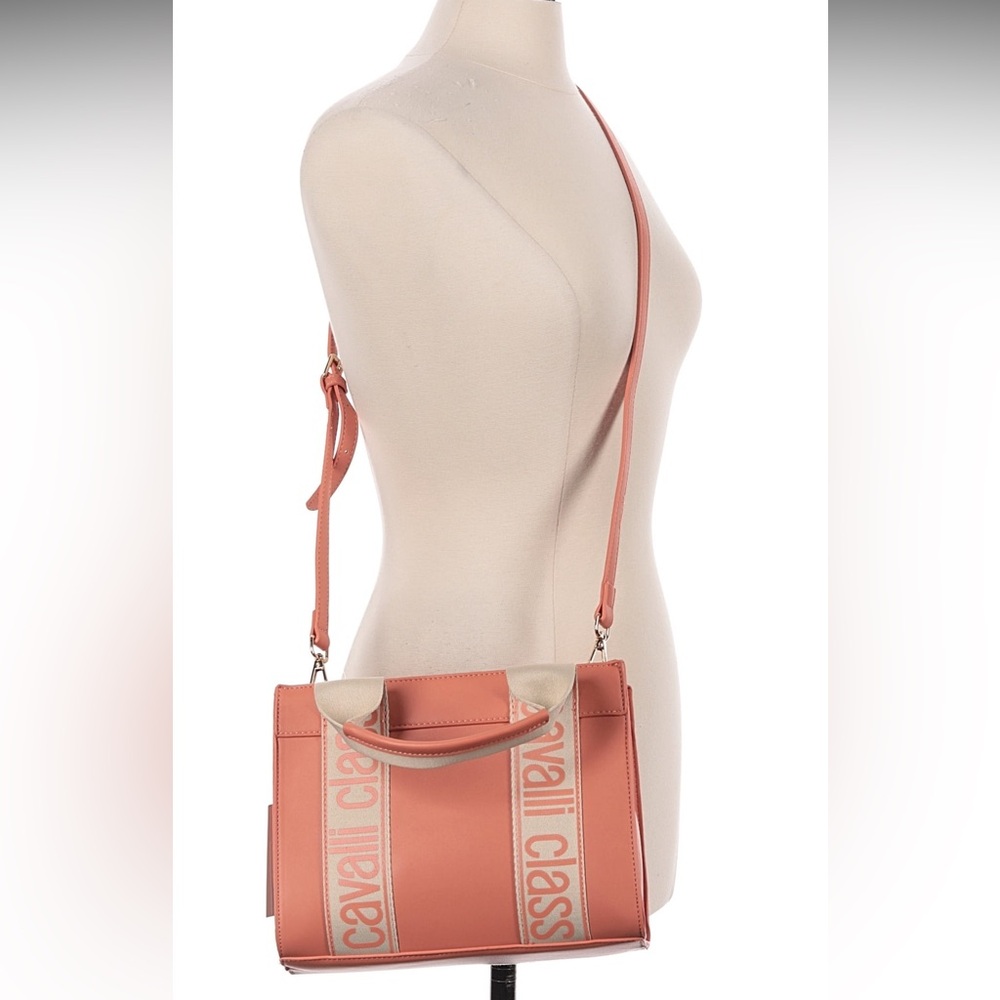 NWT Roberto Cavalli Coral Rose Dusty Pink Vegan Leather Shoulder Tote Crossbody - Picture 5 of 5